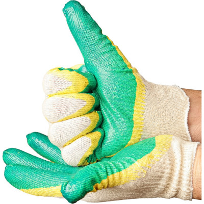 Перчатки Спец хлопчатобумажные, двойной облив, латекс желто-зеленый, 13 класс И-8076-И/БЭ