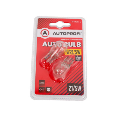 Автомобильные лампы накаливания AUTOPROFI W21/5W, 12V, 21/5W, (W3x16q), 2 шт. блистер AP-W21/5W-B