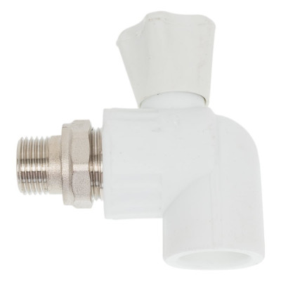 Угловой шаровой кран для радиатора Valfex 25x1/2" (40/10) белый 10148125