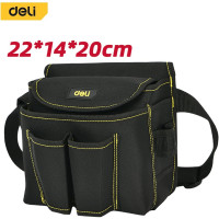 Поясная сумка монтажника, электрика для инструмента DELI DL-P4 с ремнем, 220x200x140 мм, 7 карманов, ткань оксфорд 600d, eva материал 111149