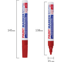 Лаковый маркер-краска BRAUBERG paint marker 4 мм, красный, professional plus 151446