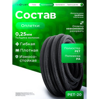 Кабельная сетчатая оплетка для защиты провода Texplet 12..32 мм черная 10 м 15PET-20-0