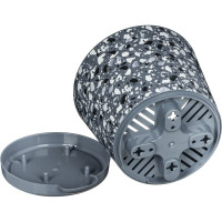 Горшок для цветов IDILAND Stone Flower диаметр 100 мм, 0.5 л, с прикорневым поливом, с декором, серый, 221606735/01