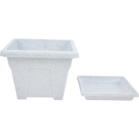 Горшок с поддоном Martika Квадро 1.48 л, 16x16 см, мрамор С161М