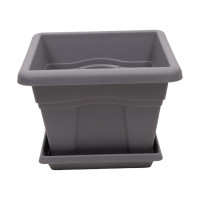 Горшок с поддоном Martika Квадро 2.9 л, 20x20 см, серый С162СЕР