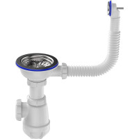 Сифон для мойки Aquant 3 1/2"х40 с мет.реш. с круглым переливом B0142-29-MR