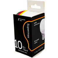 Светодиодная лампа Supermax LED 10Вт Шар 220В E14 6400K, Sup_LED10wGL45E1464