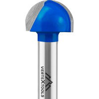 Фреза пазовая галтельная хв-к 8 мм, d-20 мм, h-12 мм, r-10 мм, l-47 мм vertextools 3502-081220