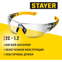 Защитные очки STAYER Mx-9 прозрачные, двухкомпонентные дужки, открытого типа 110490