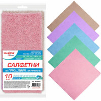Салфетки для уборки LAIMA Pastel Home из плюшевой микрофибры, 30x30 см, комплект 10 шт 608445