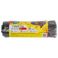 Мешки для мусора Parlo 6 мкм, 30 л, 20 шт, черные 250742