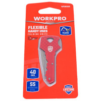 Складной нож-ключ WORKPRO 63.5 мм, красный WP381005