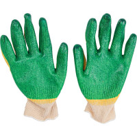 Перчатки Спец хлопчатобумажные, двойной облив, латекс желто-зеленый, 13 класс И-8076-И/БЭ