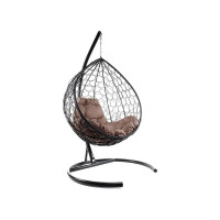 Подвесное кресло M-GROUP КАПЛЯ с ротангом чёрное, коричневая подушка 11020405
