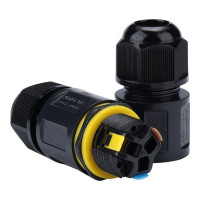 3-контактный соединитель-коннектор STEKKER ld545 с рычажной клеммой, с пружинным контактом, IP68, черный, 49233