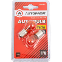 Автомобильные лампы накаливания AUTOPROFI PY21W, 12 В, 21 Вт, BA15s, 2 шт., оранж., блистер AP-PY21W-B