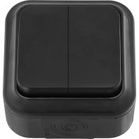 2-клавишный выключатель BYLECTRICA ОУ IP54 серия ПРАЛЕСКА АКВА, А56-224 черный