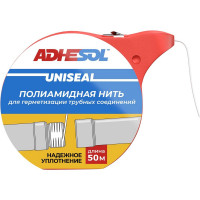 Уплотнительная сантехническая нить для герметизации резьбовых соединений ADHESOL uniseal 50 м, лента от протечек НП1001