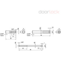 Шток разрезной DOORLOCK 9 мм, 38x65 мм, для антипаниковых замков 76022