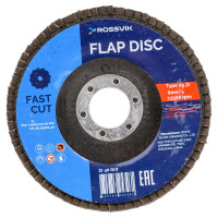Круг шлифовальный лепестковый Тип 29 115x22 мм, P 40, Zr, 80 м/с, 12250 об/мин Rossvik 29_115х22_40