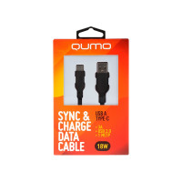 Кабель QUMO USB-A на Type-C, силиконовый, 1м, 3A, 18W, черный 32957