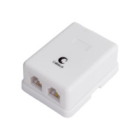Двойная внешняя телефонная розетка RJ-12(6P4C) Cabeus белая WS-6P4C-TEL-2