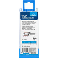 Фреза для выборки заподлицо с верхним подшипником, хвостовик 8 мм, d-16 мм, h-20 мм, l-60 мм vertextools 3512-082016