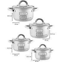 Набор кастрюль ARDI Kuche из нержавеющей стали 8 предметов AR-812 2 00-00014784