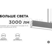 Линейный подвесной светодиодный светильник Apeyron 40Вт, ip40, 4x4х118 см, цвет - серебро / 30-11