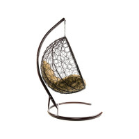 Подвесное кресло M-GROUP КАПЛЯ с ротангом коричневое, бежевая подушка 11020201