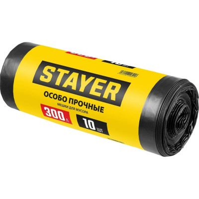 STAYER Heavy Duty Строительные особопрочные мусорные мешки 300 л, 10 шт 39157-300