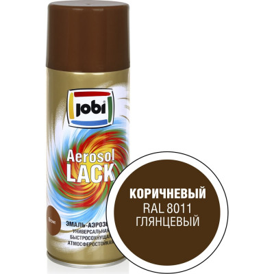 Аэрозольная эмаль JOBI глянцевая коричневая RAL 8011 520мл 31826