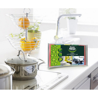 Master FRESH Губки для мытья посуды MAXI, 5шт микс яркие цвета С0005790