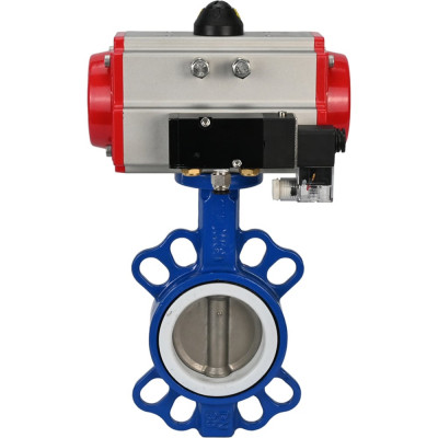 Затвор DN.ru WCB-316L-PTFE Ду50 Ру16 с пневмоприводом, пневмораспределителем D050-02389