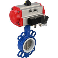 Затвор DN.ru WCB-316L-PTFE Ду50 Ру16 с пневмоприводом, пневмораспределителем D050-02389