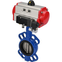 Затвор DN.ru дисковый GGG50-GGG40-EPDM Ду80 Ру16 с пневмоприводом, пневмораспределителем D050-01902