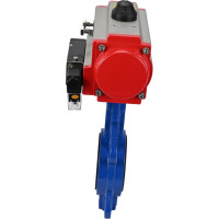 Затвор DN.ru дисковый GGG50-GGG40-EPDM Ду80 Ру16 с пневмоприводом, пневмораспределителем D050-01902