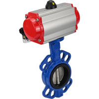 Затвор DN.ru дисковый GGG50-GGG40-EPDM Ду80 Ру16 с пневмоприводом, пневмораспределителем D050-01902