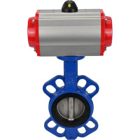 Затвор DN.ru дисковый GGG50-GGG40-EPDM Ду80 Ру16 с пневмоприводом, пневмораспределителем D050-01902