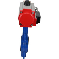 Затвор DN.ru дисковый GGG50-GGG40-EPDM Ду80 Ру16 с пневмоприводом, пневмораспределителем D050-01902