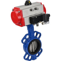 Затвор DN.ru дисковый GGG50-GGG40-EPDM Ду80 Ру16 с пневмоприводом, пневмораспределителем D050-01902