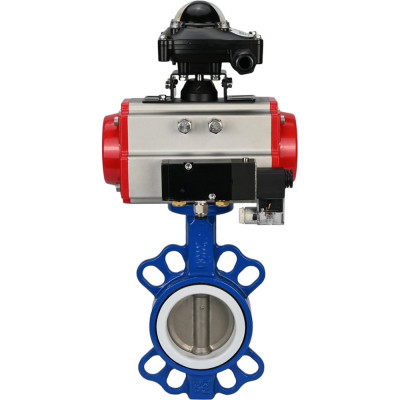 Затвор DN.ru WCB-316L-PTFE Ду80 Ру16 с пневмоприводом, пневмораспределителем, БКВ D050-00364