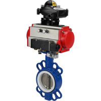 Затвор DN.ru WCB-316L-PTFE Ду80 Ру16 с пневмоприводом, пневмораспределителем, БКВ D050-00364