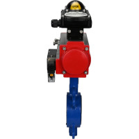 Затвор DN.ru WCB-316L-PTFE Ду80 Ру16 с пневмоприводом, пневмораспределителем, БКВ D050-00364