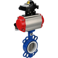 Затвор DN.ru WCB-316L-PTFE Ду80 Ру16 с пневмоприводом, пневмораспределителем, БКВ D050-00364