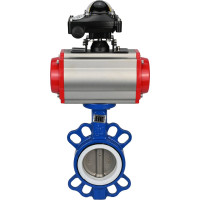 Затвор DN.ru WCB-316L-PTFE Ду80 Ру16 с пневмоприводом, пневмораспределителем, БКВ D050-00364