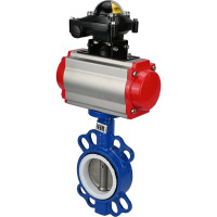 Затвор DN.ru WCB-316L-PTFE Ду80 Ру16 с пневмоприводом, пневмораспределителем, БКВ D050-00364