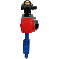 Затвор DN.ru WCB-316L-PTFE Ду80 Ру16 с пневмоприводом, пневмораспределителем, БКВ D050-00364