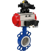 Затвор DN.ru WCB-316L-PTFE Ду80 Ру16 с пневмоприводом, пневмораспределителем, БКВ D050-00364