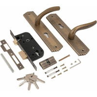 Врезной замок с ручками Аллюр ЗВ4-70.06 OB состаренная бронза 10173